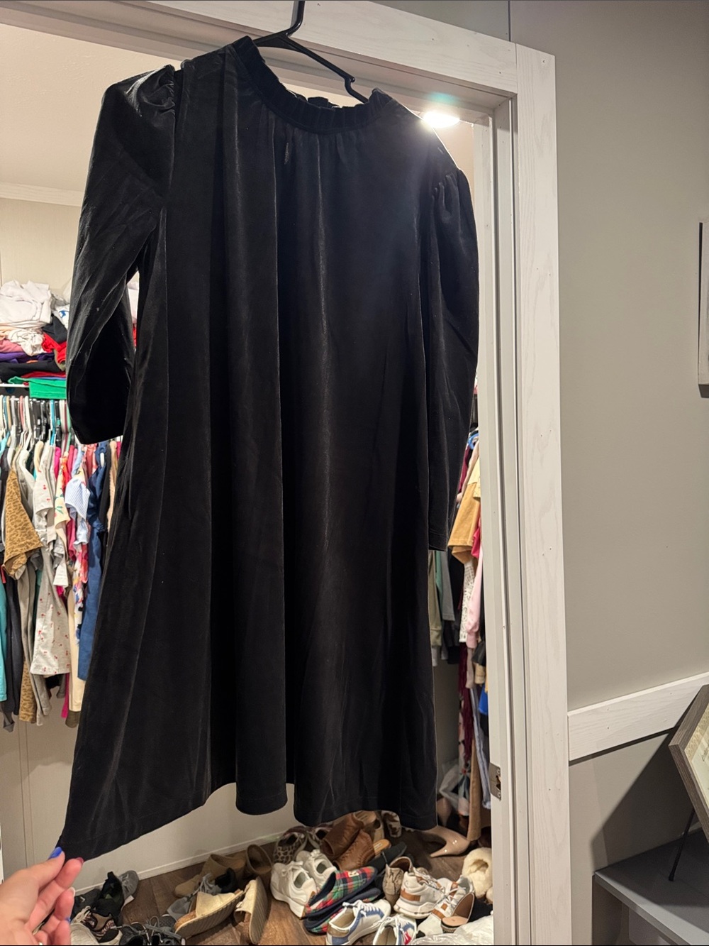 Time and Tru Black Long Sleeve Velvet Dress